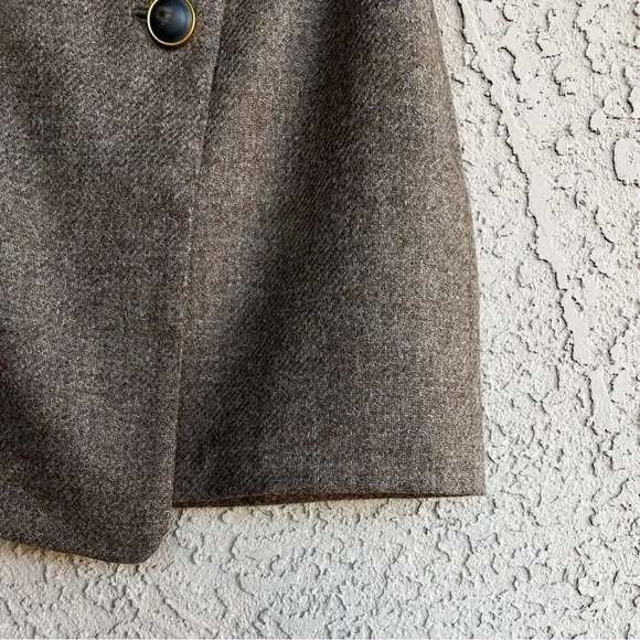 SEZANE Taupe Brown Wool Faux Wrap Mini Skirt Neutral Button Peter Skirt Sz 4 - Picture 9 of 12